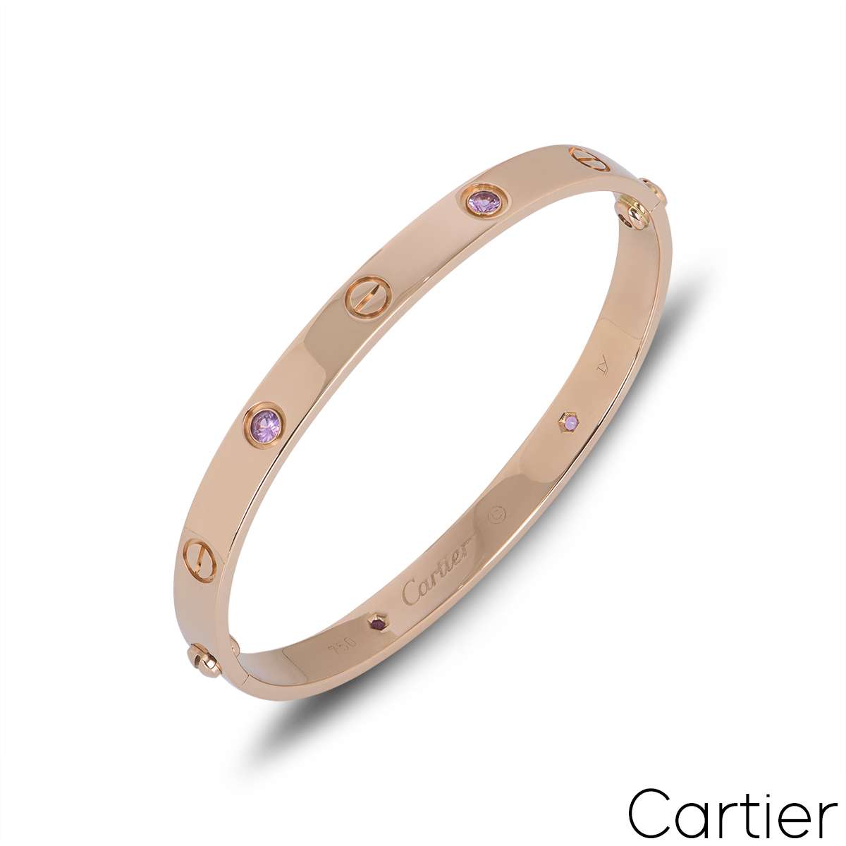 Cartier Rose Gold Pink Sapphire Love Bracelet Size 16 B60311118